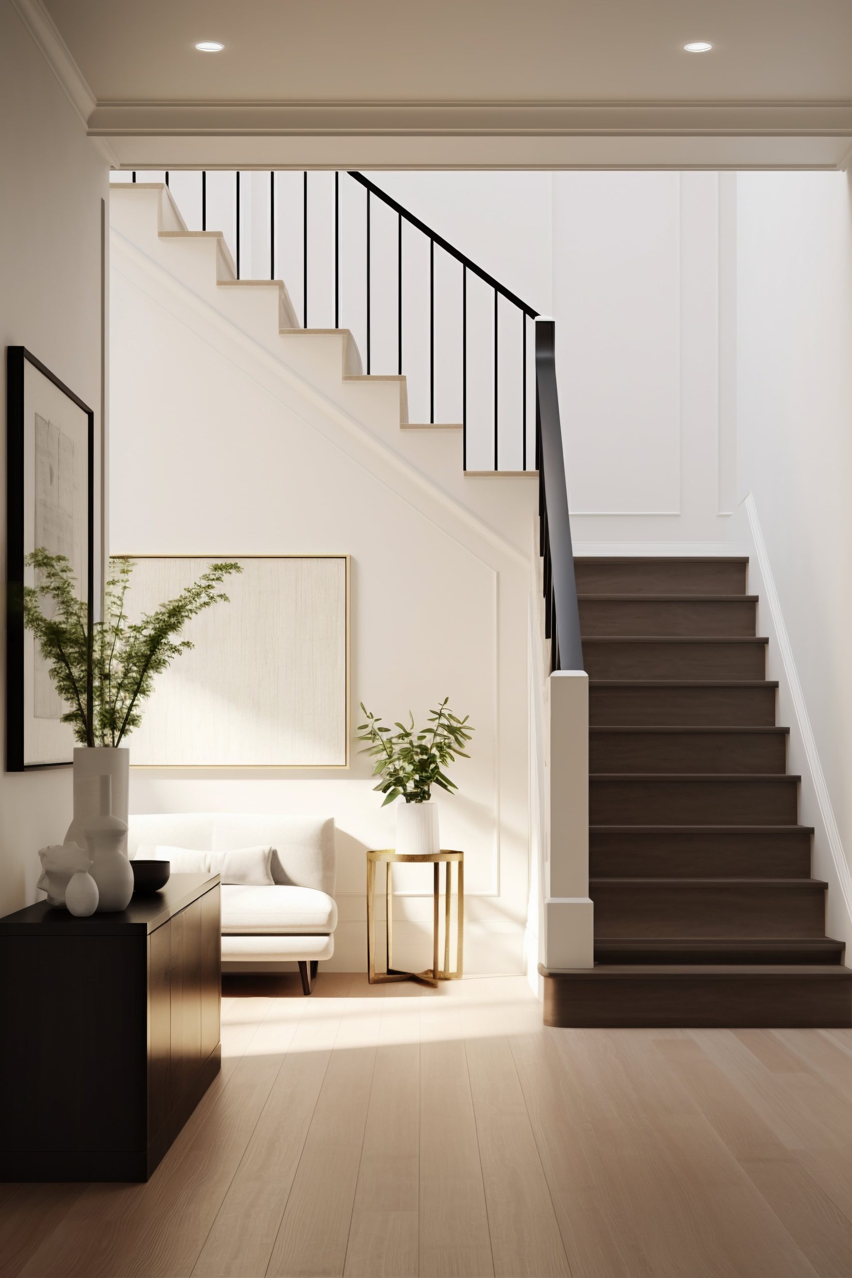 Stairway entry in remodeled home in the Atlanta area; Dwell Well